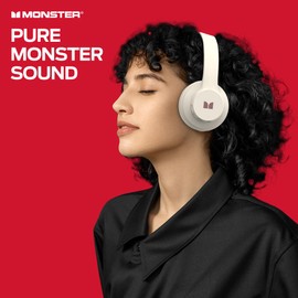 Monster Mission 100 Bluetooth Headphones, On Ear Headphones with Immersive Bass, Crystal Clear Call, 40H Playtime, Bluetooth 5.4, Comfortable Fit Wireless Headset for Travel Work