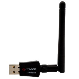 Octagon WL618 Optima WLAN 600 Mbit/s +2dBi Antenne USB 2.0 Adapter mit 2.4 & 5G DUAL Band, VU+, Gigablue, Protek und weitere Sat-Receiver mit Linux E2 OS und Computer, schwarz