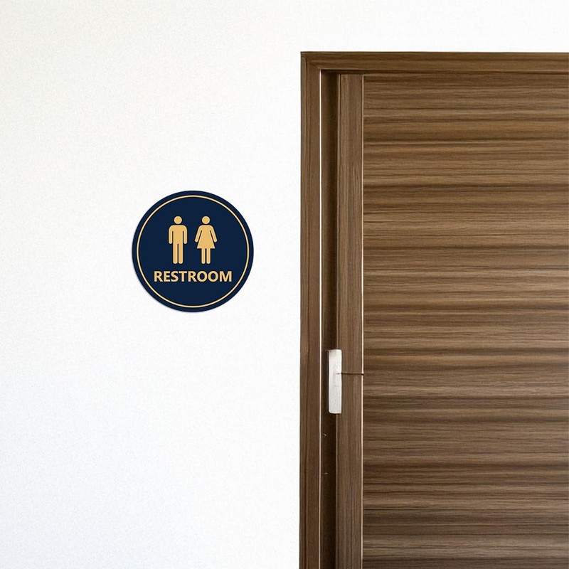 Signs ByLITA Circle Unisex Restroom Sign (White) - Large