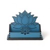 Lotus Flower Wood Business Card Holder, Elegant Desk Accessory and