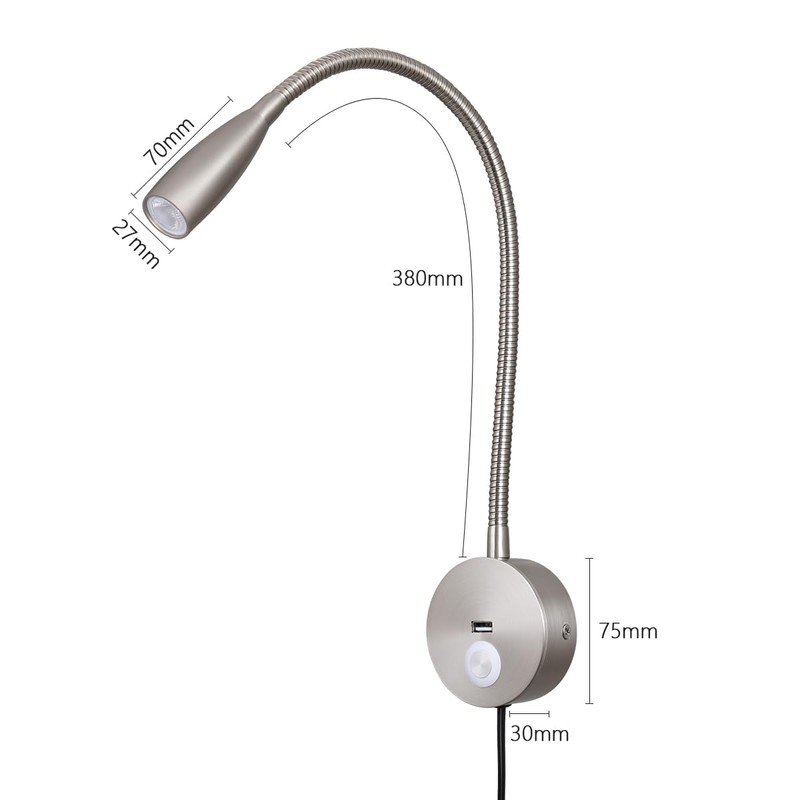 EVETHBEY LED Bedside Touch Dimmable Wall Mounted Reading Light -