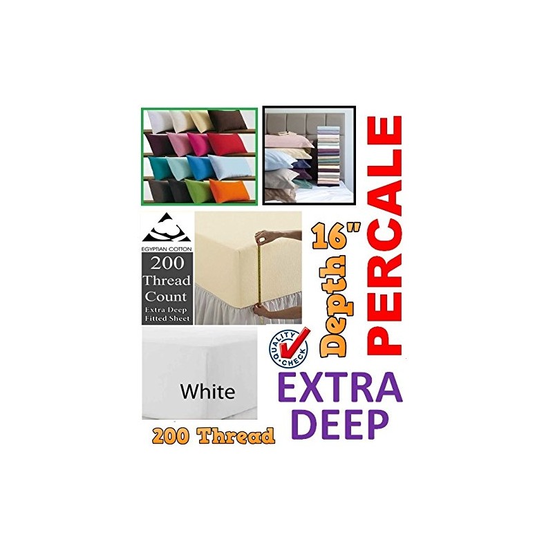 [hachette] 16" EXTRA DEEP FITTED SHEET DOUBLE SIZE CREAM 100%