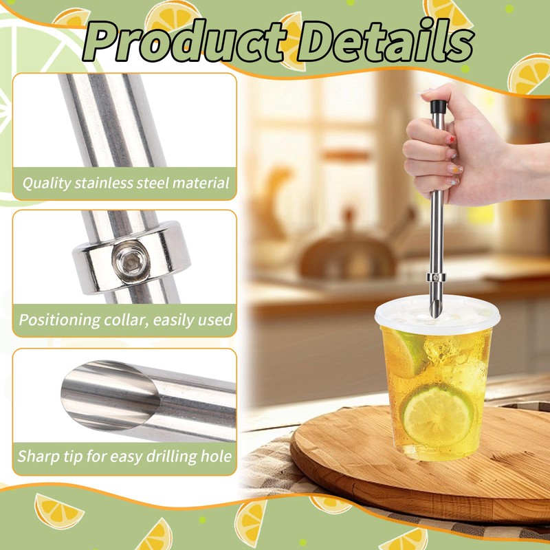 2 Pcs Muddler For Lemonade Stand Supplies,Stainless Steel Straw Punch,Tool