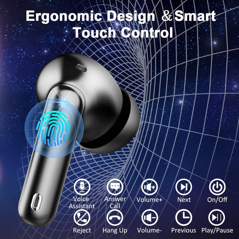 Wireless Earbuds, Bluetooth 5.4 Headphones Deep Bass Stereo, in-Ear Earphones