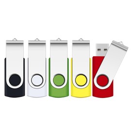 USB Stick 2 GB Pack of 5, SRVR USB Stick 5 Pieces Memory Stick 2 GB USB Memory Stick Data Storage USB 2.0 with Cap LED Display Lanyard (Pack of 5)