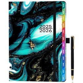 Academic A5 Diary 2025-2026 Week to View, Aug 2025 - July 2026, Weekly and Monthly Planner, with Pen Set, Colorful Monthly Tabs, Inner Pocket - (5.9" × 8.5") - Black