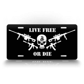 Live Free Or Die License Plate Patriotic USA DTOM Guns Auto Tag
