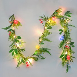 CCINEE Guirnalda de Pascua iluminada de 6 pies, 20 luces LED, guirnaldas artificiales con huevo de Pascua y flores rosadas, ramas sintéticas para Pascua, primavera, fiestas, chimenea, decoración interior del hogar