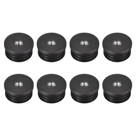sourcing map Pack of 8 Inserts for Round Pipes with M8 Thread for 38 mm / 1.5 Inch AD Round Black Plastic Plugs Trailing Insert Chair End Caps Furniture Leg Plug