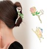 Yonchic 3-Piece Floral Metal Hair Clips, Butterfly Chinese Rose Hair