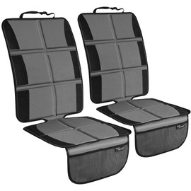 Car Seat Protector, 2 Pack Large Car Seat Protectors for Child Baby Car Seat with Organizer Pockets, Thick Padding Waterproof Car Seat Protector, Auto Vehicle Leather Seats Dog Mat Cover Pads, Grey