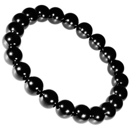 Shinjuku Gin no Kura, 0.3 inch (8 mm) Ball, Natural Black Spinel Bracelet, Natural Stone, Power Stone, Simple, Stone Silver, 17.5cm (Men's M, Women's L)