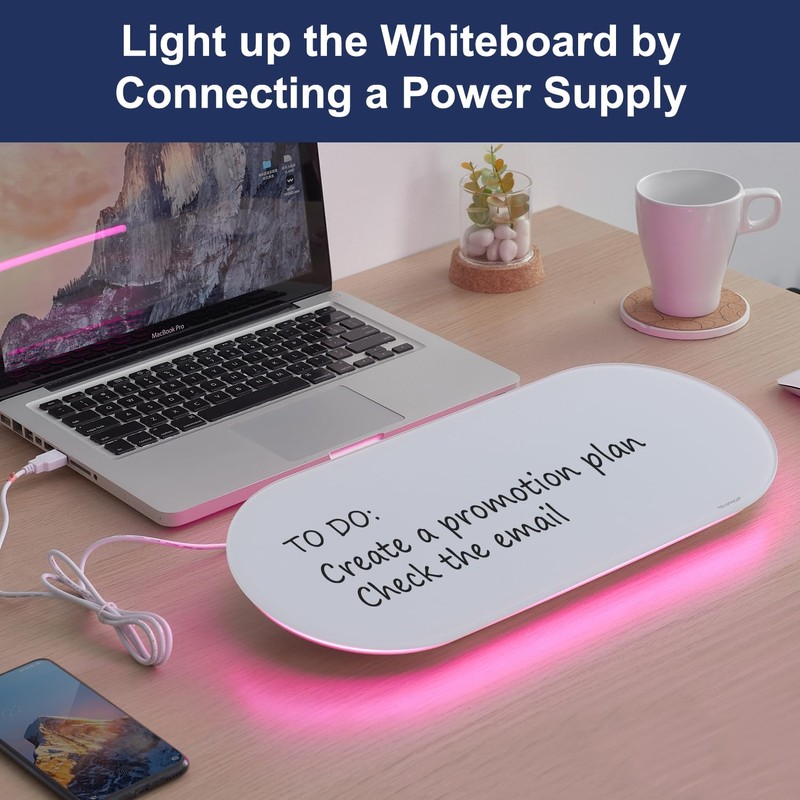 TSJ OFFICE Glass Desktop Whiteboard - 17 X 7 Inches