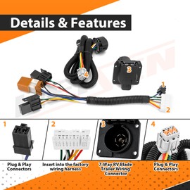 WeiSen RV Blade 7-Pin Trailer Wiring Harness, Vehicle-Side Wiring Harness with Plug & Play Connector Compatible with Nissan Pathfinder 2013-2020, Fit Infiniti QX60 2014-2021