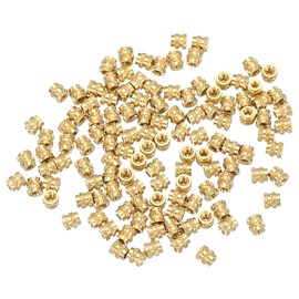 PATIKIL M1 Threaded Inserts M1x2x2mm, 120 Pcs Brass Heat Set Insert Female Threaded Inserts Metric Knurled Nuts Embedment Nut for Plastic and 3D Printing Components, Gold