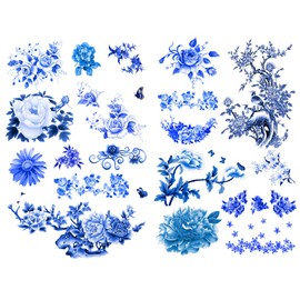Seasonstorm Blue China Ink Painting Precut Decoration Album Planner Stickers Scrapbooking Diary Sticky Paper Flakes (PK543)