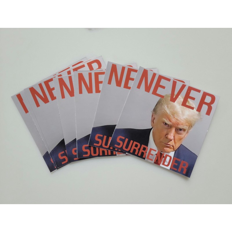 Generic (10 Pack) Never Surrender Trump Mugshot Sticker