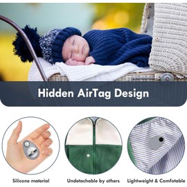 Airtag Holder for Kids Baby Toddler Hidden 2 Pack GPS Tracker Case, Anti-Removal Airtag Silicone Case with Safety Pins, Suitable for Children, Elderly, Pets, Backpack, Luggage (Grey+Grey)