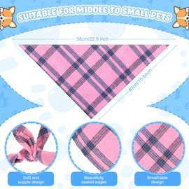 100 Pcs Bulk Dog Bandanas Plaid Dog Scarf Cute Pet Bandanas Washable Cotton Puppy Cat Bandanas Comfortable Dog Bib Kerchief for Small Medium Large Dog Birthday Holiday Costume Accessories