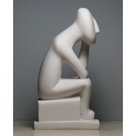 Thinker Cycladic Greek Art Figurine Idol Modern Statue Sculpture Handmade 5.9 inches