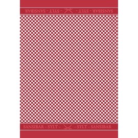 Sansibar Sylt Tea Towels Set, 3-Piece Set, 50 x 70 cm, Woven Sabre, 100% Cotton, Premium Quality, Two Different Designs, Absorbent, Skin-Friendly, Easy to Clean, Durable (Red)