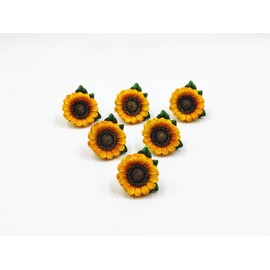 Amyoxu SnS Sunflower Vintage Kitchen Resin Drawer Pulls Cabinet Knobs Handles Country Home Decoration (Pack of 6)