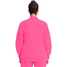 Infinity Zip Front Scrub Jackets for Women, 4-Way Stretch Fabric Plus Size 2391A, 3XL, Carmine Pink