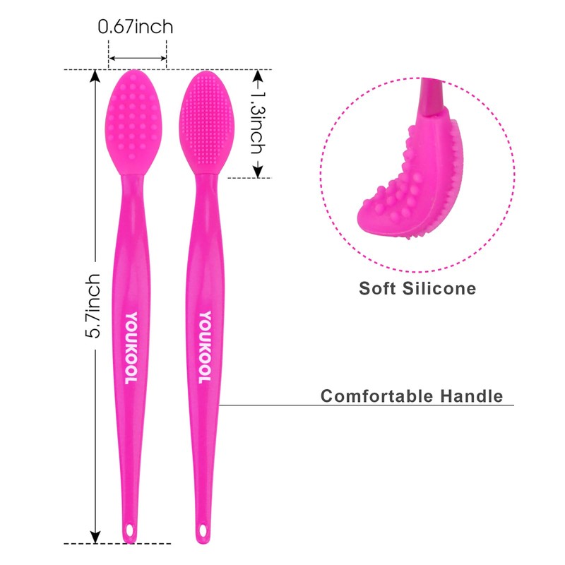 Lip Scrub Brush,Double-Sided Silicone Exfoliating Lip Brush Tool for Smoother