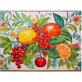 Tile Mural Fruit Bouquet Pattern A946 Kitchen Bathroom Shower Wall Backsplash Splashback 4x3 4.25" Ceramic, Glossy