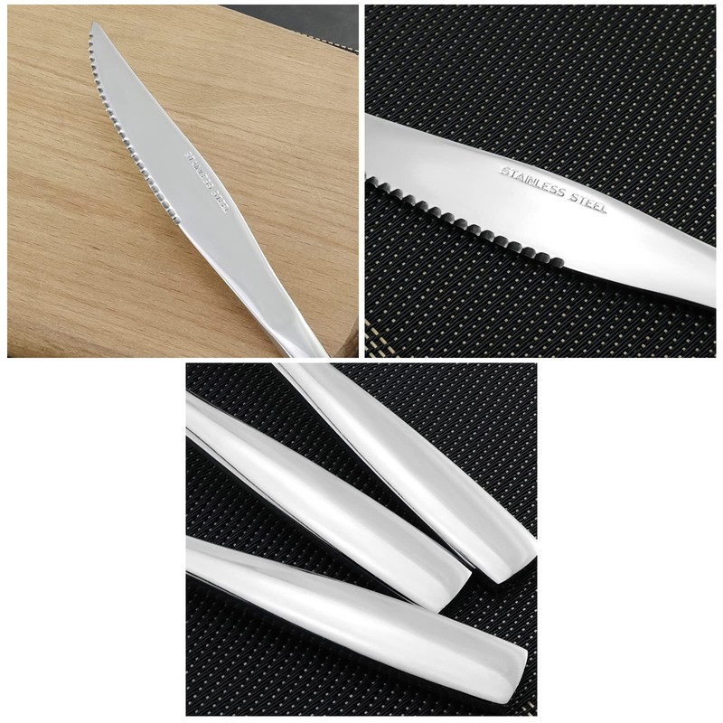 Xyskin 9.25 Inch Sharp Steak Knives, Stainless Steel Steak Cutlery