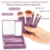 Travel Size Makeup Brushes Set with Case and Mirror, 5Pcs