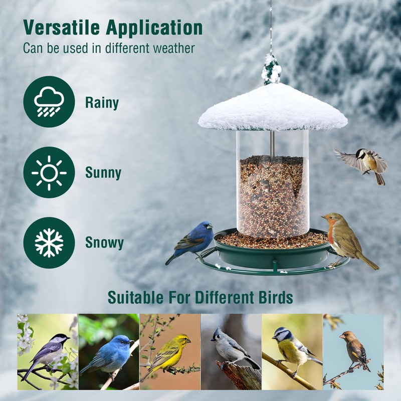 Bird Feeder for Outdoors, Holds 1.50LB Seeds,