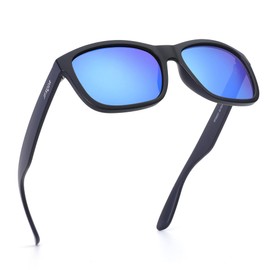 JFXQDR Polarized Sunglasses for Women and Men, Fishing Driving Sun Glasses UV Glare Protection RFS8201 (Black Frame Mirrored Navy Blue Lens)