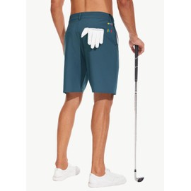 JWM - Pantalones cortos de golf elásticos para hombre, de 7 a 9 pulgadas, ligeros, híbridos, estilo casual, con 5 bolsillos, secado rápido, UPF50, Azul, 30W x 9L