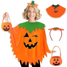 Disfraz Halloween Niños,3 PCS con Diadema y Calabaza Bolsa,Disfraces de Halloween con Diadema y Calabaza Bolsa, para Mujer y Hombre,Cosplay de la,Disfraz Niña Halloween