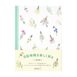 Midori 12879006 Diary, Dried Flower Pattern