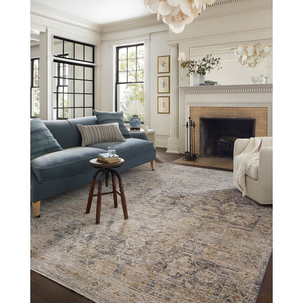 Loloi Jean Stoffer x Loloi Katherine Collection KES-02 Charcoal/Gold 2'-7" x 8'-0" Runner Rug