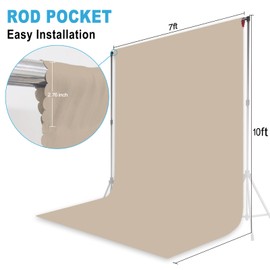 Telón de fondo beige para sesión de fotos, cortina de fondo profesional para fotografía de productos, retratos, bodas, fiestas, grabación de video en vivo de 7 x 10 pies (solo fondo)
