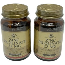 Solgar Zinc Picolinate 22 mg 100 Tablets By Solgar Lot Of 2