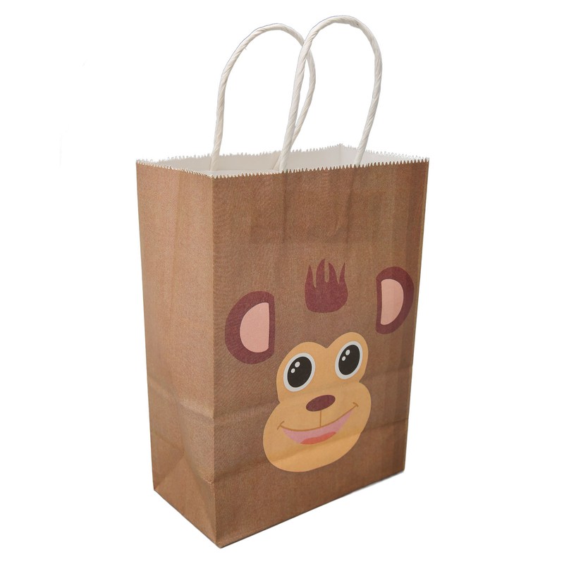 25Pcs Kraft Paper Gift Bag Animal Pattern Multipurpose Kraft Bag