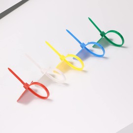 QINIYEK 5 Color Disposable Nylon Marker Cable Ties, Waterproof Shipping Tags,Self-Locking Marker Writable Cable Labels for Logistics, Poultry Leg Band, Home and Office Use(100PCS, 4.72 inch)