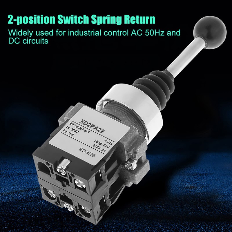 Fafeicy XD2-PA22CR 2NO 2 Position Joystick Switch, IP55 Spring Return