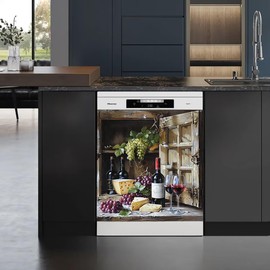 Farmhouse Wine Dishwasher Magnet Cover Kitchen Decorative,Country Wine Sticker Dishwasher Cover Fridge Decal Refrigerator Magnetic Front Door Panel Cover Dishwasher Decal, 23" x 26"