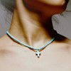 ZIVUYTAQ Cross Necklace Pendant Bohemian Turquoise Seed Blue Beaded Necklace