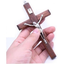Wooden Cross Hanging Religious Worship Symbol For Home Decoration, Brown Wooden Catholic Crucifix Orament, Decorative Accessories