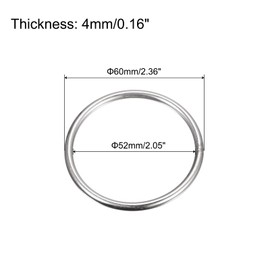 sourcing map Stainless Steel 304 O Rings, Pack of 3, 60 mm (2.36 Inches) Outer Diameter 4 mm Thickness, Multi-Purpose Metal Welded O Rings Round Rings