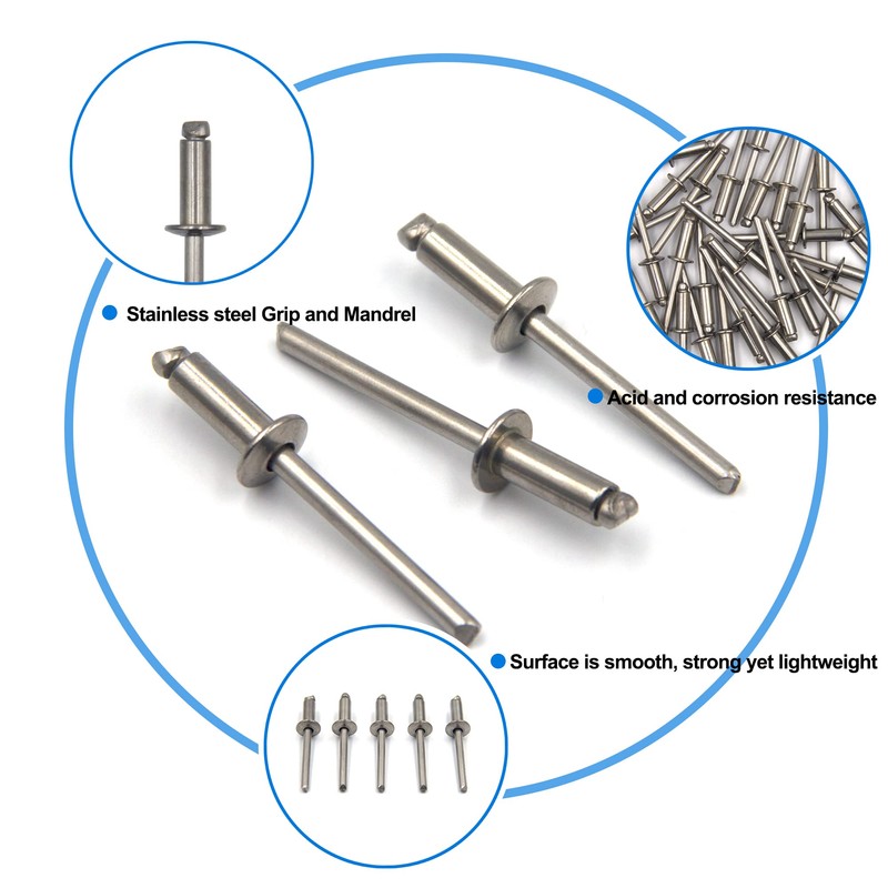 BESTYCHAO Pack of 50 304 Stainless Steel Blind Rivets (4.8