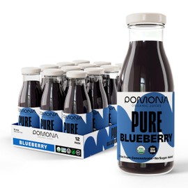 POMONA Organic Pure Blueberry Juice, Cold Pressed Organic Juice, Non-GMO, No Sugar Added, Not from Concentrate, Gluten Free, Kosher Certified, Preservative Free, 8.4 oz Bottles, Pack of 12