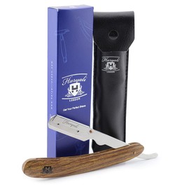 Hairdressing Style Wooden Razor with Leather Case Perfect for Beginners, Wet Razor and Deep Razor. Comes with a leather pouch for added safety.