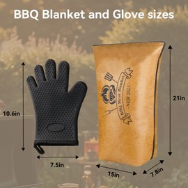 BBQ Blanket for Resting Meat - 21in Insulated Smoker Bag Wide Mouth for Large Brisket/Turkey/Pork, Leak-Proof & Portable - Reusable Smoker Grilling Accessories and Grilling Gloves